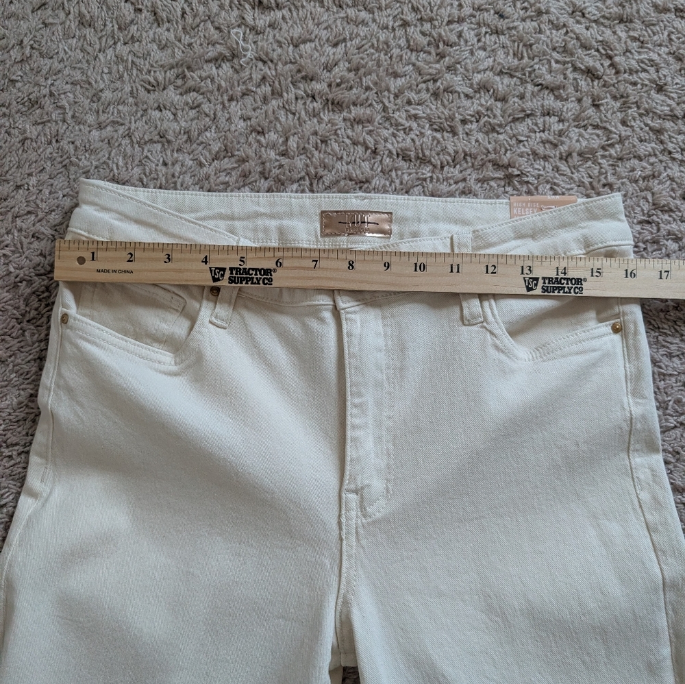 NWT Kut from the Kloth Kelsey High Rise Ankle Flare Jeans Ecru Raw Hem Size 10 - Picture 8 of 11